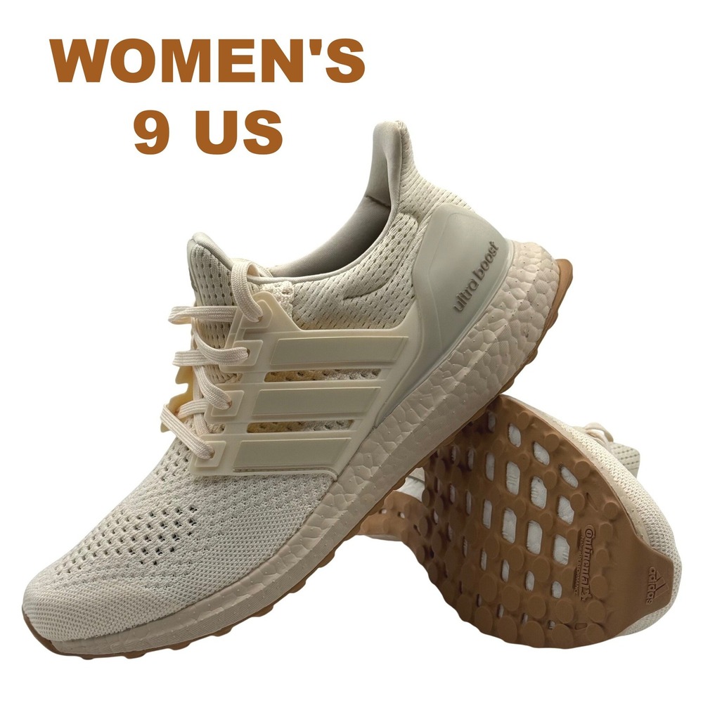 Adidas Ultraboost Women's Size 9‎ Cream Beige Gum Sole Running Shoes Athleisure